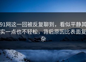 91网这一回被反复聊到，看似平静其实一点也不轻松，背后原因比表面复杂