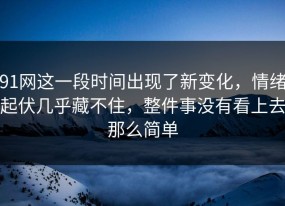 91网这一段时间出现了新变化，情绪起伏几乎藏不住，整件事没有看上去那么简单