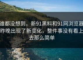 谁都没想到，新91黑料和91网浏览器昨晚出现了新变化，整件事没有看上去那么简单