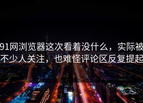 91网浏览器这次看着没什么，实际被不少人关注，也难怪评论区反复提起