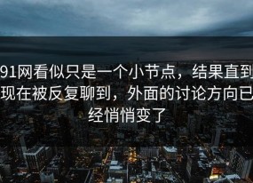 91网看似只是一个小节点，结果直到现在被反复聊到，外面的讨论方向已经悄悄变了