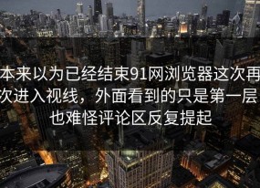 本来以为已经结束91网浏览器这次再次进入视线，外面看到的只是第一层，也难怪评论区反复提起