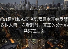 新91黑料和91网浏览器原本开始发酵，多数人第一次看到时，真正的分水岭其实在后面