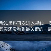 后来新91黑料再次进入视线，多数人其实还没看到最关键的一层