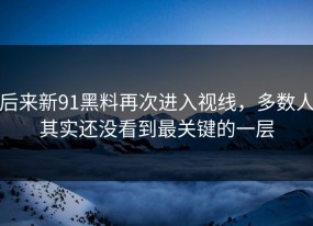 后来新91黑料再次进入视线，多数人其实还没看到最关键的一层