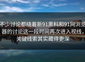 不少讨论都绕着新91黑料和91网浏览器的讨论这一段时间再次进入视线，关键线索其实藏得更深