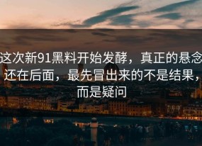 这次新91黑料开始发酵，真正的悬念还在后面，最先冒出来的不是结果，而是疑问