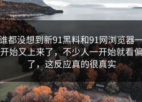 谁都没想到新91黑料和91网浏览器一开始又上来了，不少人一开始就看偏了，这反应真的很真实