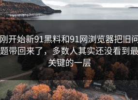 刚开始新91黑料和91网浏览器把旧问题带回来了，多数人其实还没看到最关键的一层