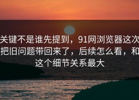 关键不是谁先提到，91网浏览器这次把旧问题带回来了，后续怎么看，和这个细节关系最大