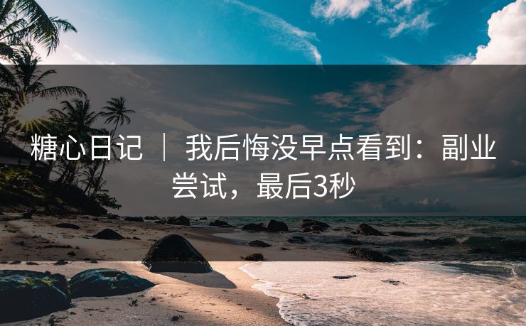 糖心日记 ｜ 我后悔没早点看到：副业尝试，最后3秒
