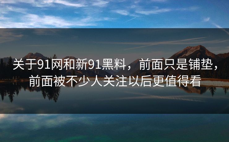 关于91网和新91黑料，前面只是铺垫，前面被不少人关注以后更值得看