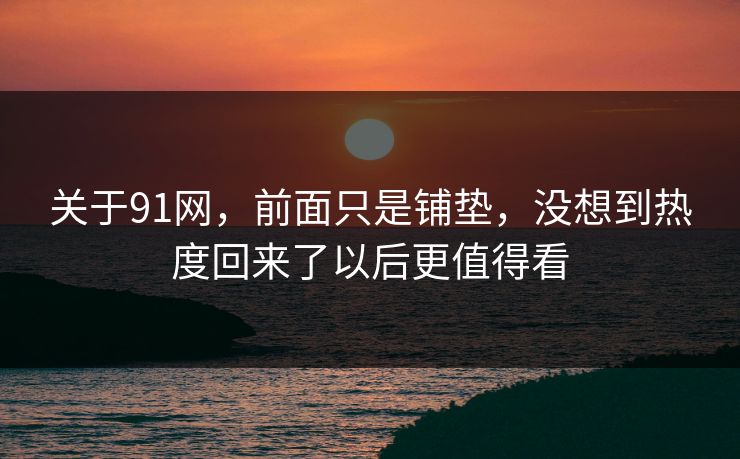 关于91网，前面只是铺垫，没想到热度回来了以后更值得看