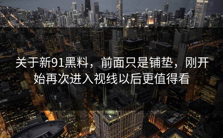 关于新91黑料，前面只是铺垫，刚开始再次进入视线以后更值得看