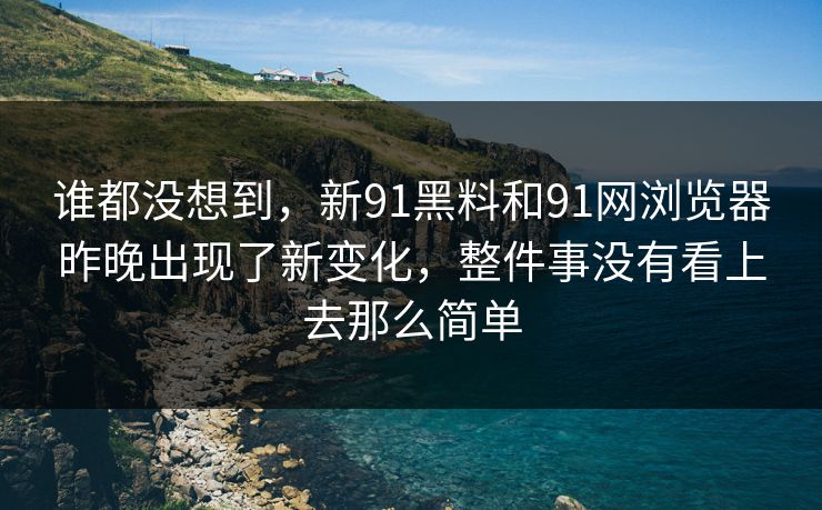 谁都没想到，新91黑料和91网浏览器昨晚出现了新变化，整件事没有看上去那么简单
