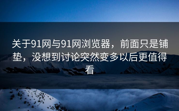 关于91网与91网浏览器，前面只是铺垫，没想到讨论突然变多以后更值得看