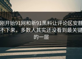 刚开始91网和新91黑料让评论区安静不下来，多数人其实还没看到最关键的一层