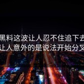 新91黑料这波让人忍不住追下去，最让人意外的是说法开始分叉