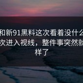 91网和新91黑料这次看着没什么，实际再次进入视线，整件事突然就不一样了