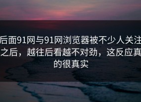 后面91网与91网浏览器被不少人关注之后，越往后看越不对劲，这反应真的很真实